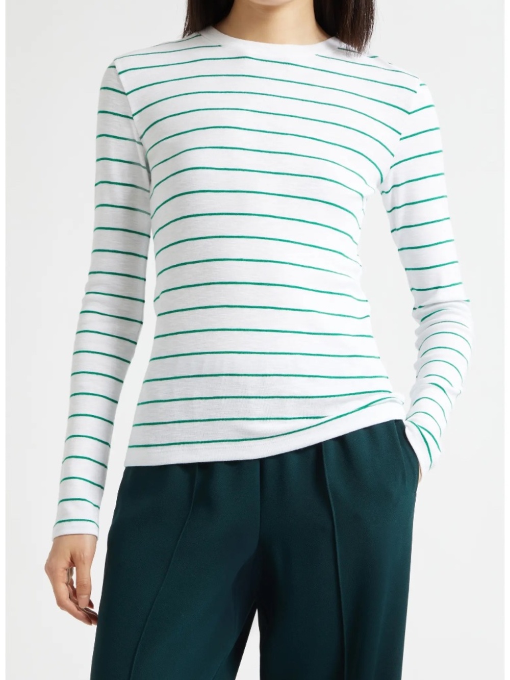 Vince Striped Long Sleeve Cotton & Modal Crewneck size X-Small